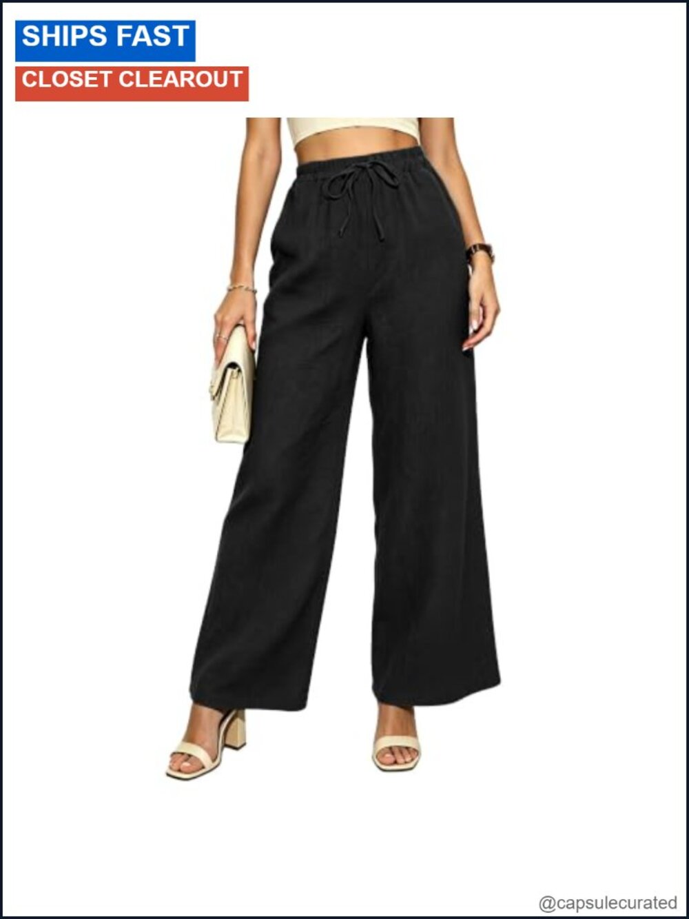 Wide Leg Palazzo Pants High Waist Flowy Lounge with Pockets